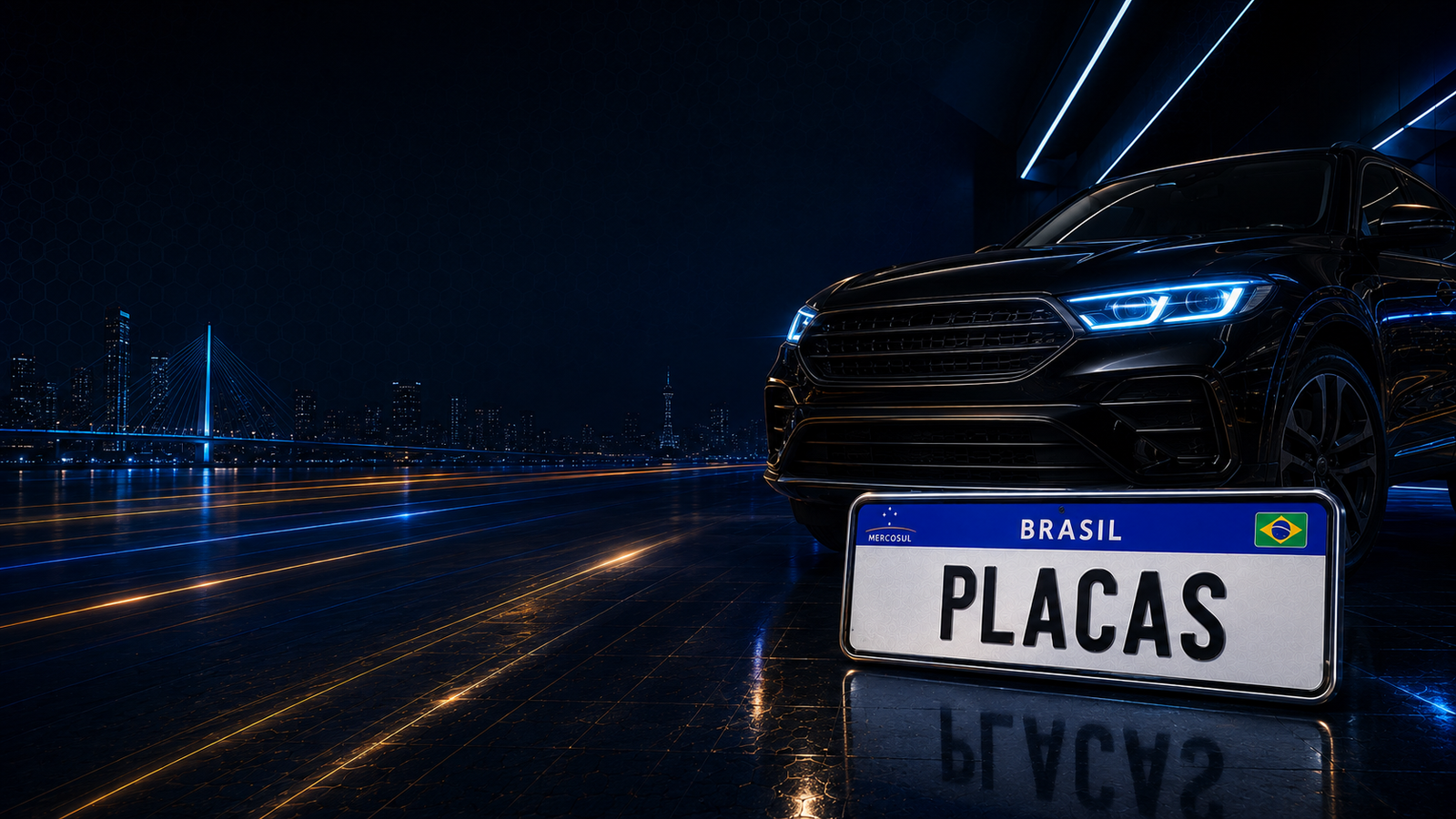Carro de luxo e Placa Mercosul